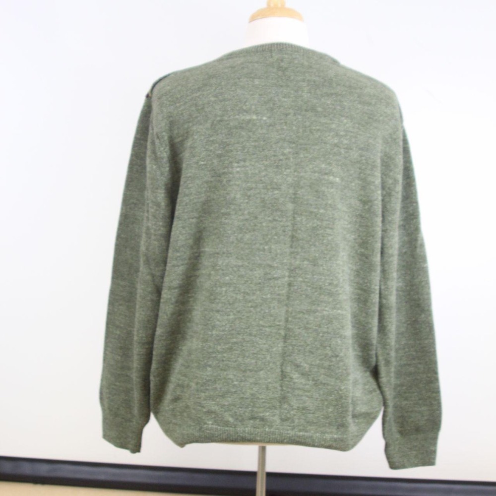 Nautica Men's XL Olive Fair Isle Grandpa Sweater 100% Cotton Retro Preppy - Picture 5 of 8
